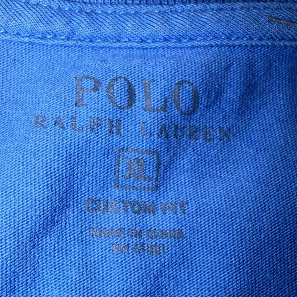 Polo Ralph Lauren Custom Fit T Shirt XL Blue‎ Short Sleeve Pink Pony Tee Mens